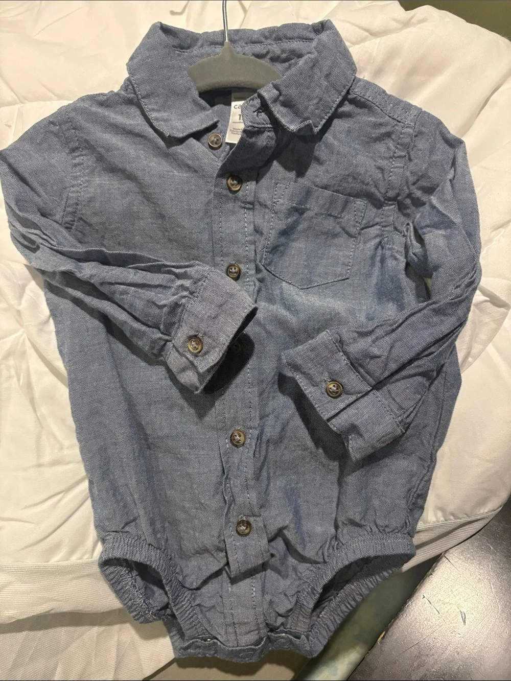 Carter's Chambray Button-Front Baby One-Piece in Blue